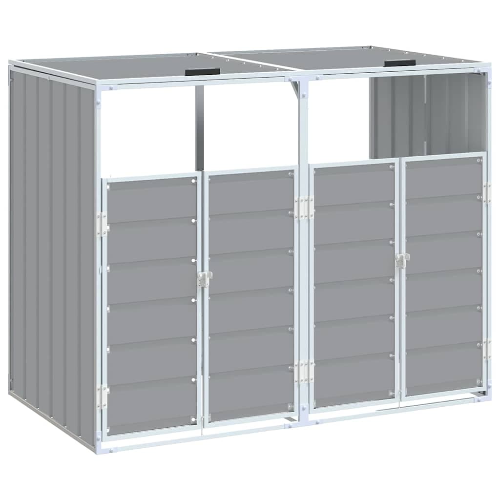 vidaXL Contentor c/ rodas dois caixotes lixo 144x81x113cm aço cinzento