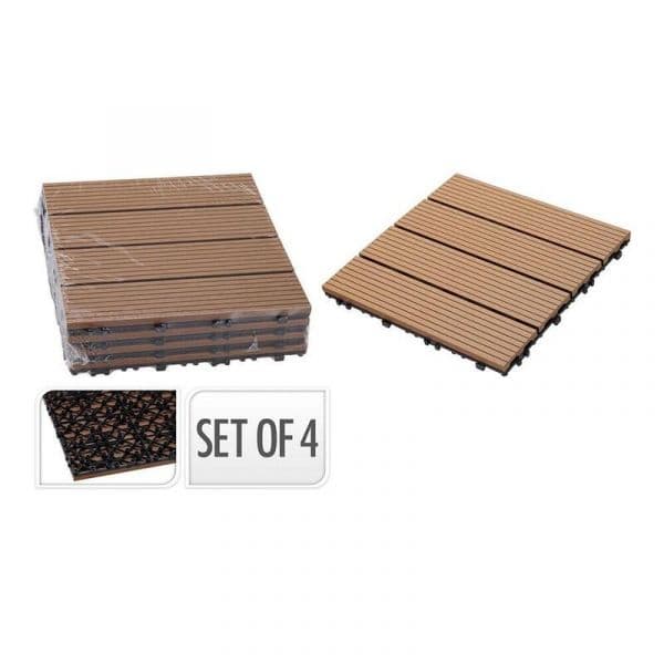 Pro Garden Ladrilhos Imitação Madeira 30x30cm 4 Peças