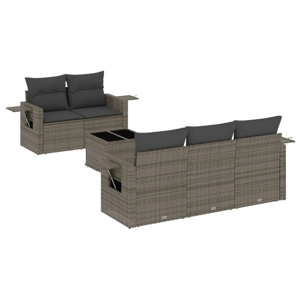 vidaXL 6 pcs conjunto sofás de jardim com almofadões vime cinzento
