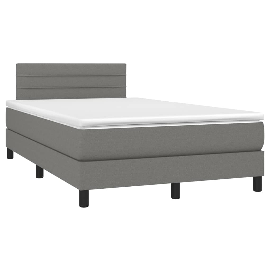 vidaXL Cama Boxspring com Colchão 120x190 cm Tecido Cinzento-escuro - 3045259371
