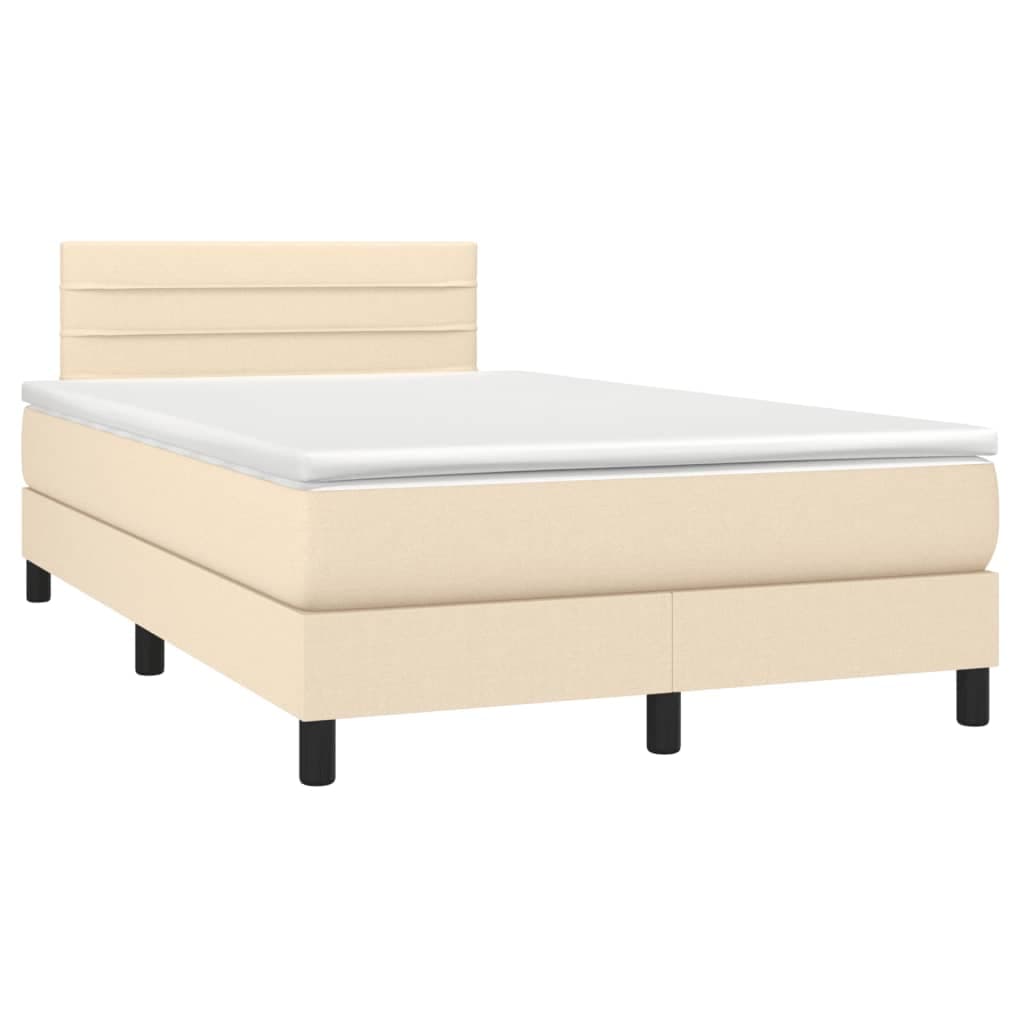 vidaXL Cama boxspring com colchão 120x190 cm tecido cor creme