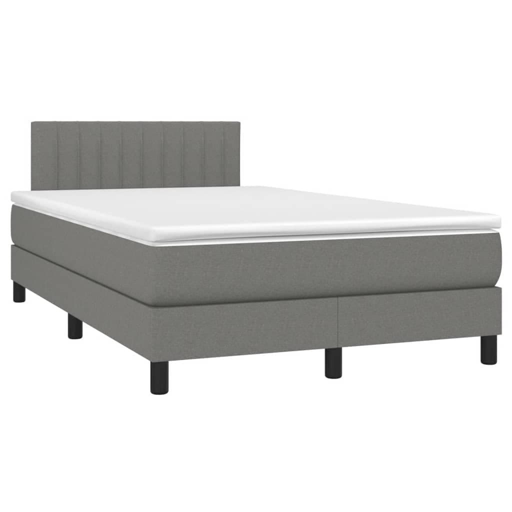 vidaXL Cama boxspring com colchão 120x190 cm tecido cinzento-escuro