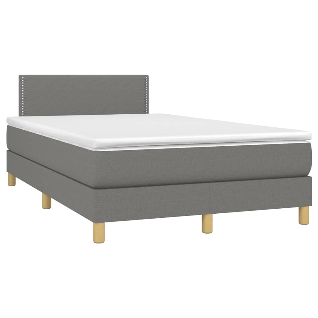 vidaXL Cama boxspring com colchão 120x190 cm tecido cinzento-escuro