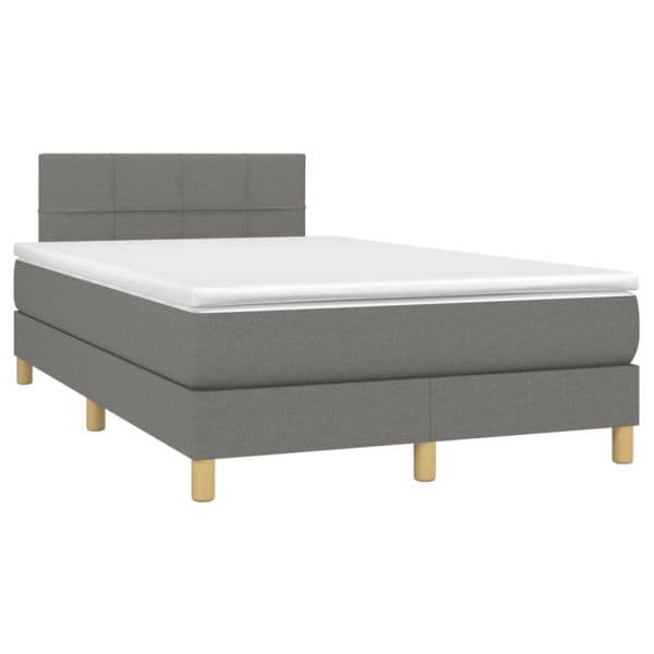 vidaXL Cama Boxspring com Colchão 120x190 cm Tecido Cinzento-escuro - 1071668291