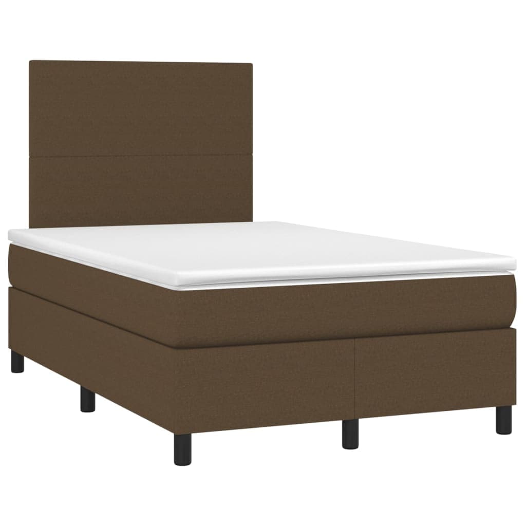 vidaXL Cama Boxspring com Colchão 120x190 cm Tecido Castanho-escuro - 2914339524