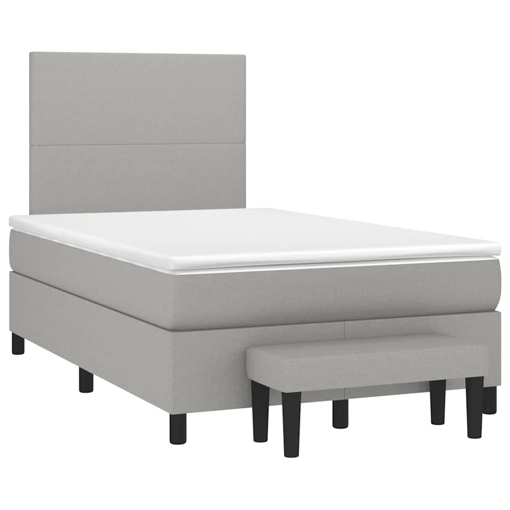 vidaXL Cama Boxspring com Colchão 120x190 cm Tecido Cinzento-claro - 3181551690