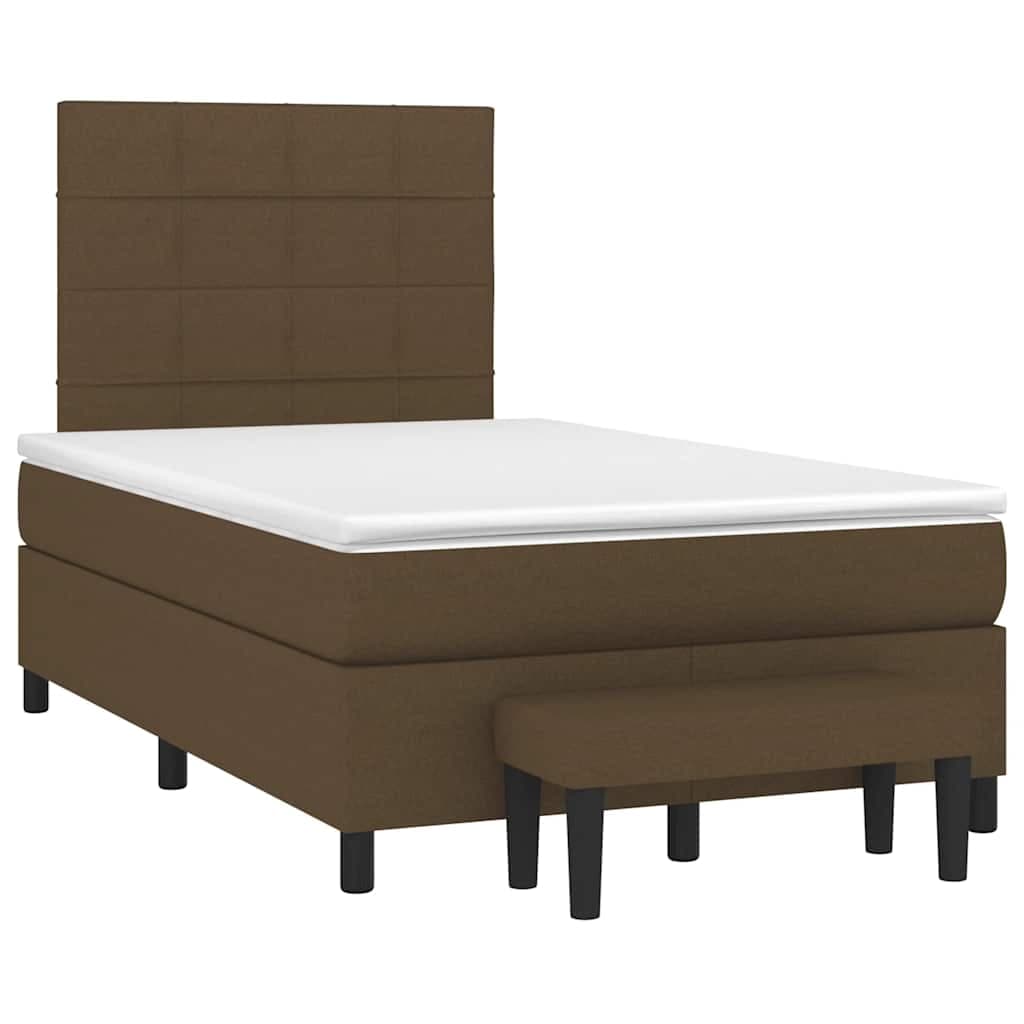 vidaXL Cama Boxspring com Colchão 120x190 cm Tecido Castanho-escuro - 3714394543