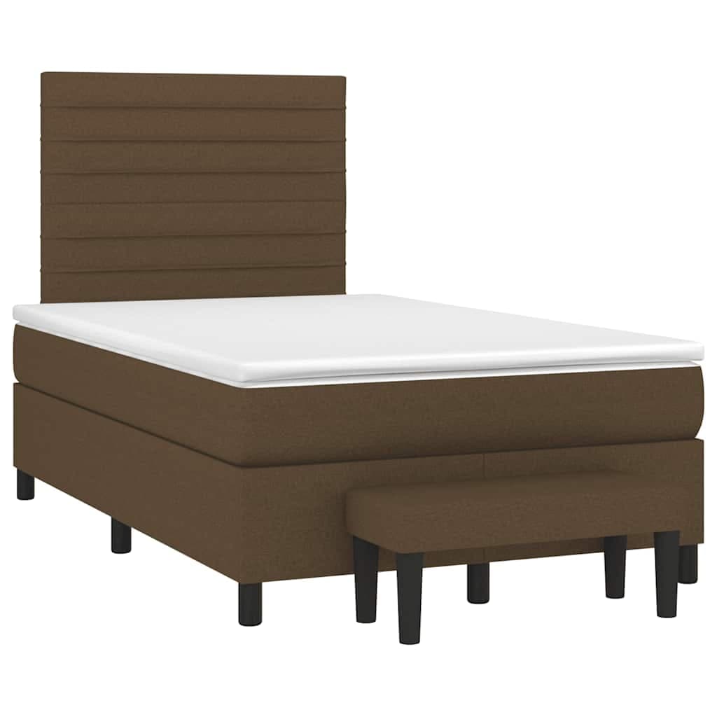 vidaXL Cama Boxspring com Colchão 120x190 cm Tecido Castanho-escuro - 2298021585