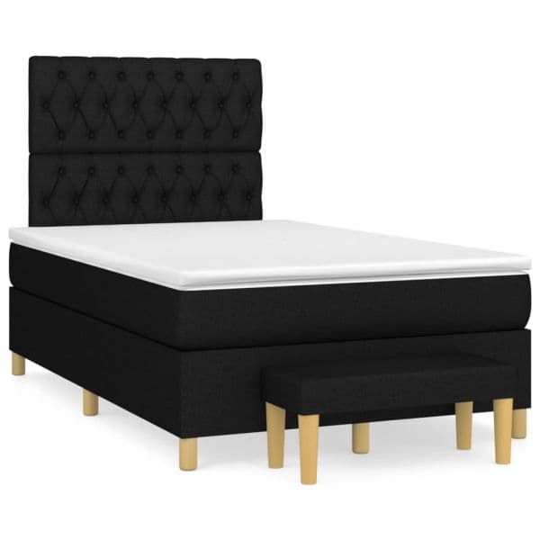 vidaXL Cama Boxspring com Colchão 120x190 cm Tecido Preto - 131380348