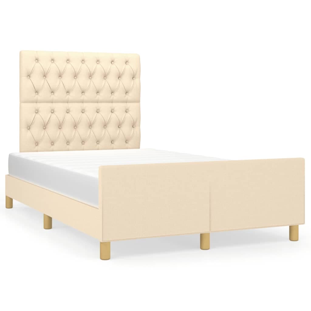 vidaXL Estrutura de cama sem colchão 120x190 cm tecido creme