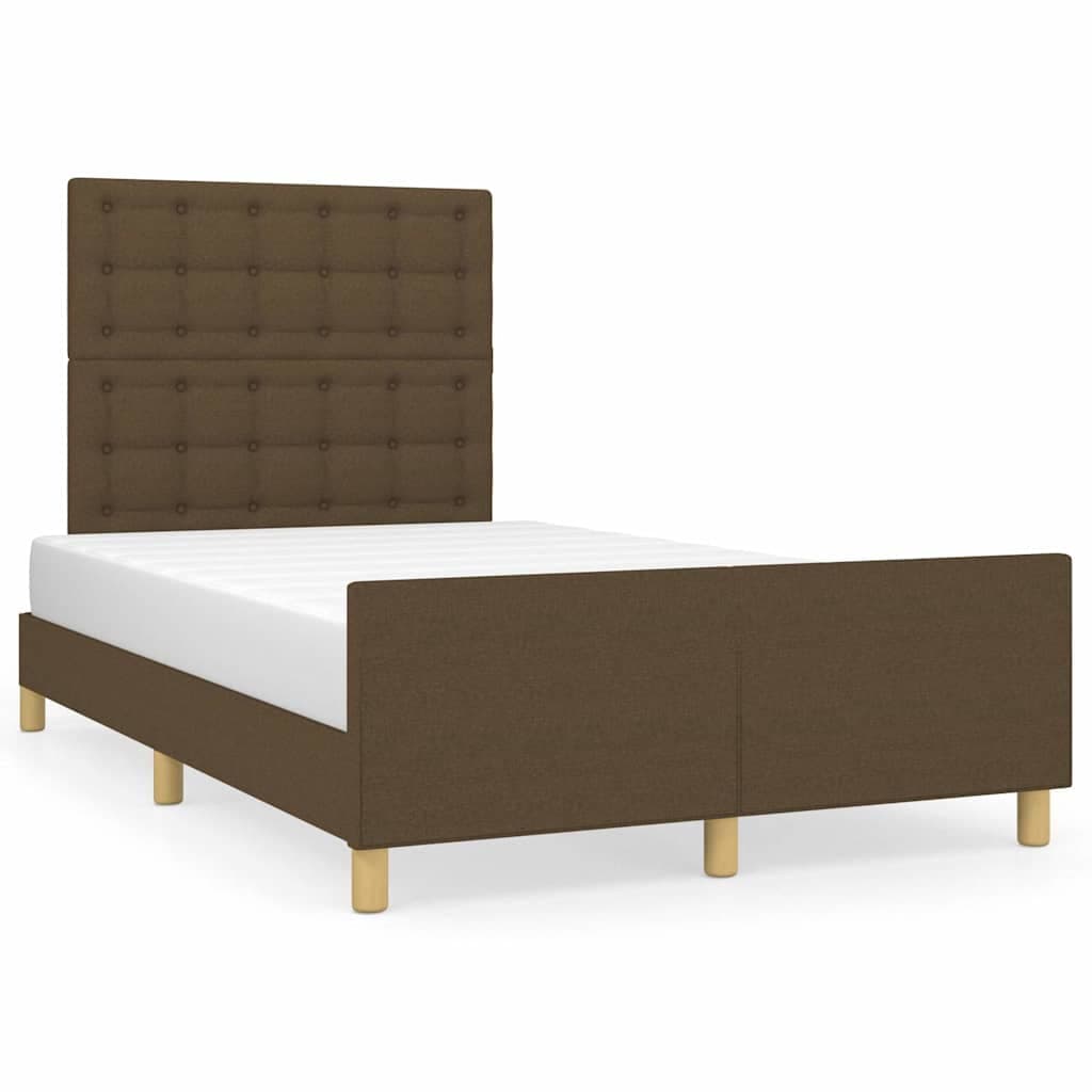 vidaXL Estrutura de Cama com Cabeceira 120x190cm Tecido Castanho-escuro - 3376752759