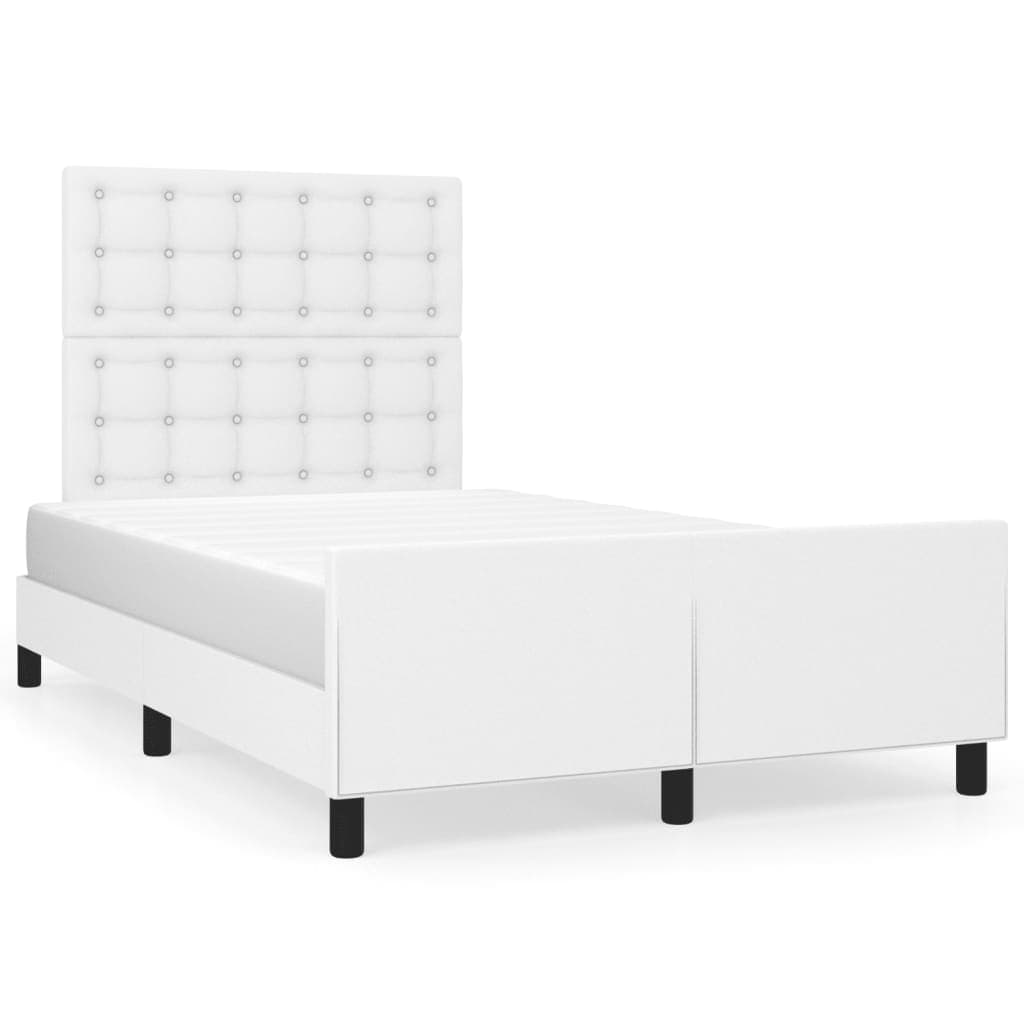 vidaXL Estrutura de cama sem colchão 120x190cm couro do falso branco