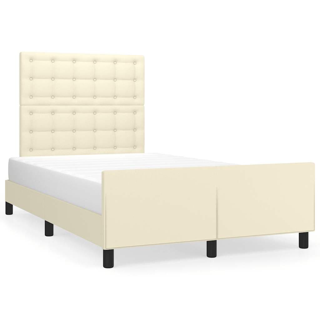 vidaXL Moldura de cama sem creme de colchão 120x190 cm couro do falso