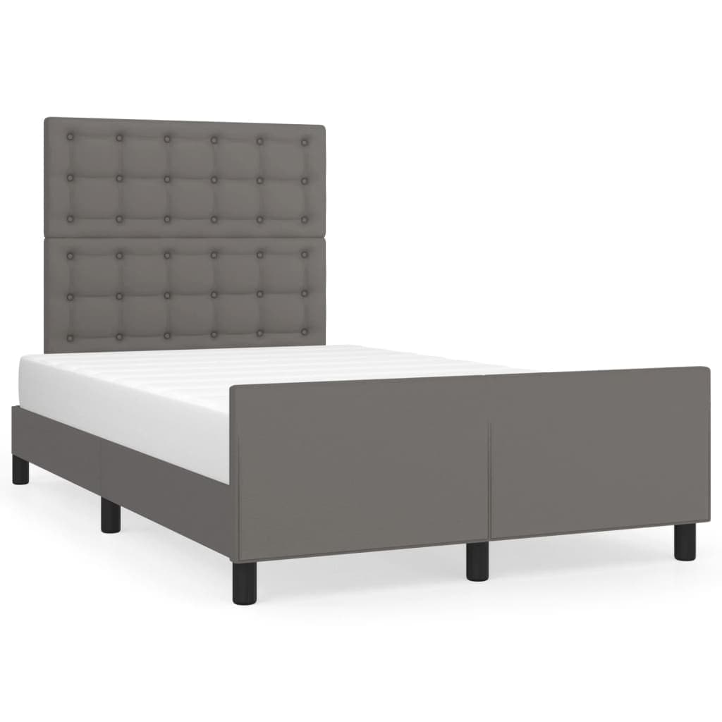 vidaXL Estrutura de cama sem colchão 120x190cm couro do falso cinzento