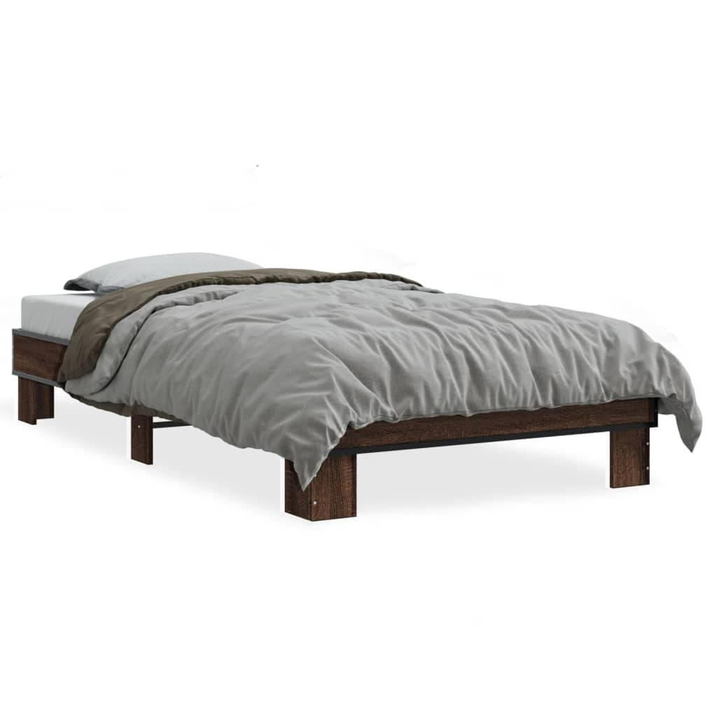 vidaXL Estrutura de cama derivados de madeira/metal carvalho castanho