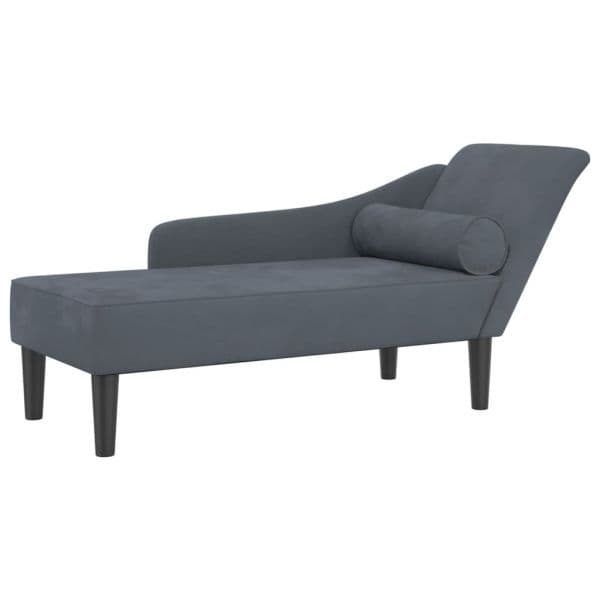 Sofá vidaXL Chaise Lounge com Almofadões Veludo Cinzento-escuro - 3168362730
