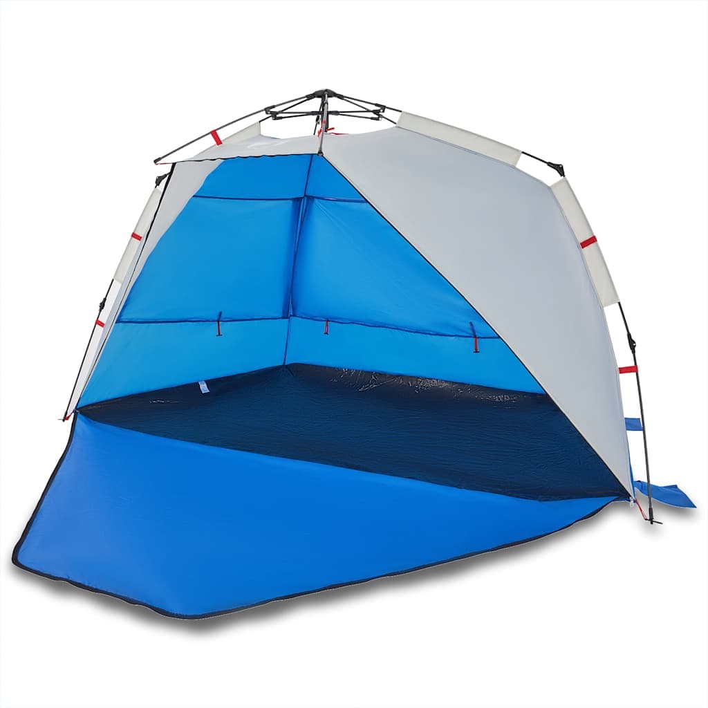 vidaXL Tenda praia 3 pessoas libertação rápida impermeável azul ciano