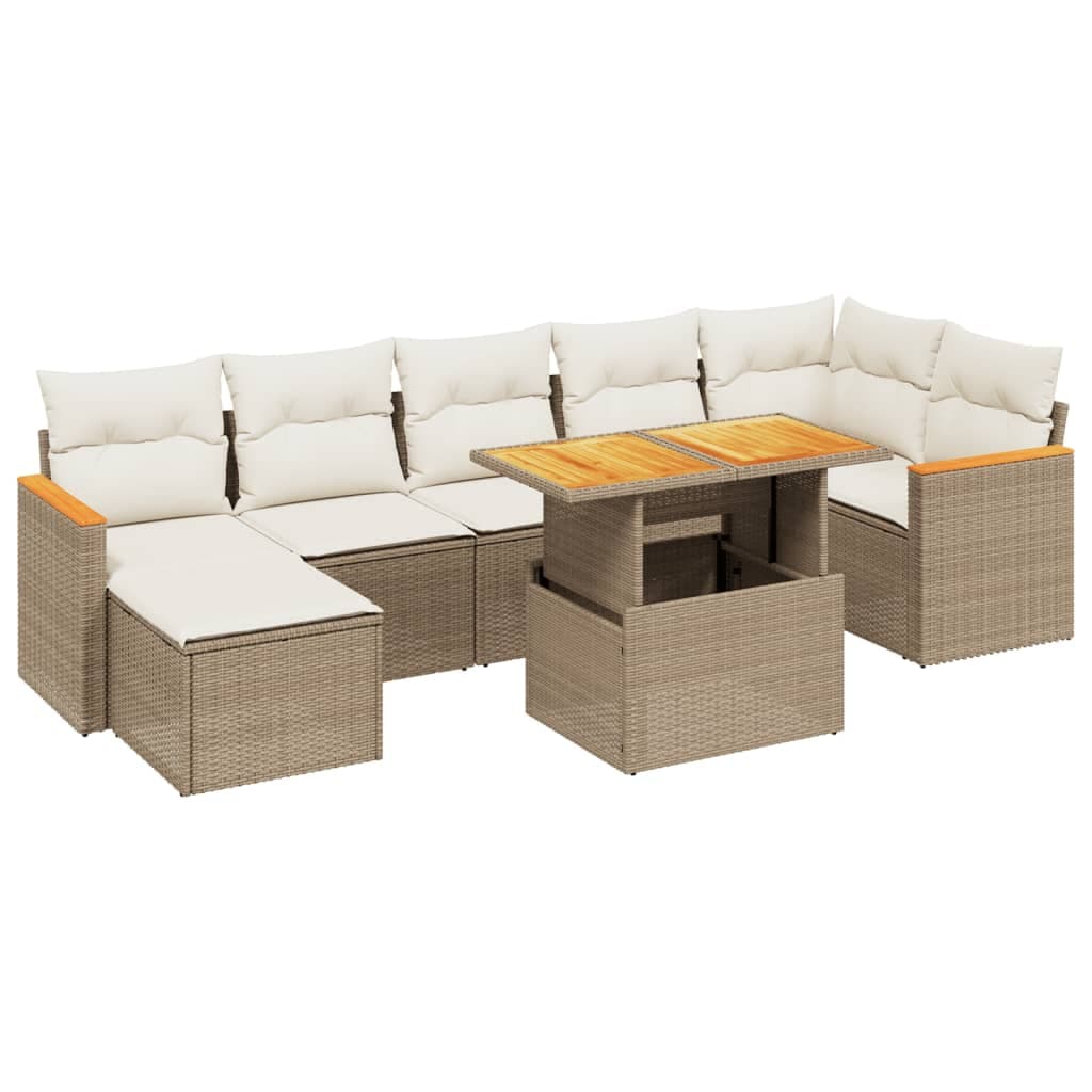 vidaXL 8 pcs conjunto de sofás p/ jardim com almofadões vime PE bege