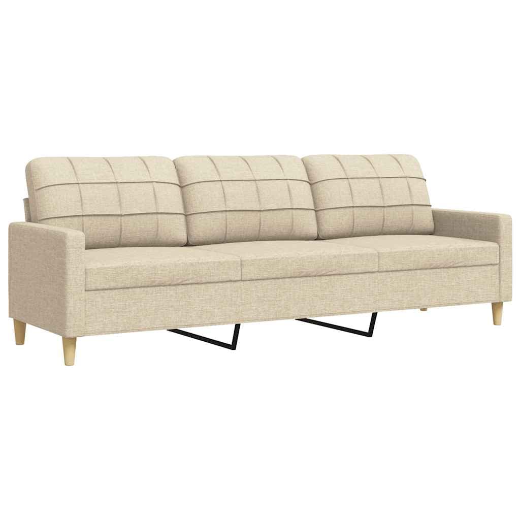 Sofá vidaXL de 3 Lugares Tecido 210 cm Cor Creme - 4234587141