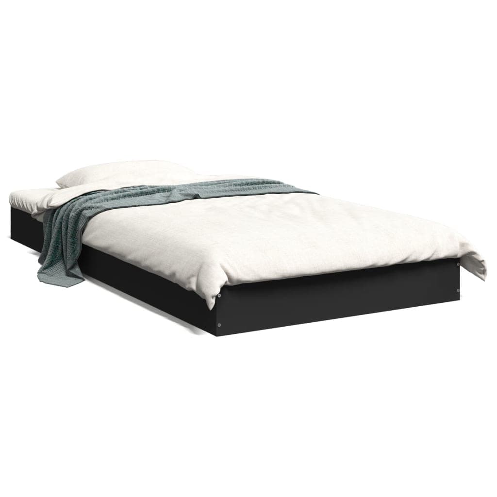 vidaXL Estrutura de Cama 100x200 cm Derivados de Madeira Preto - 221390218