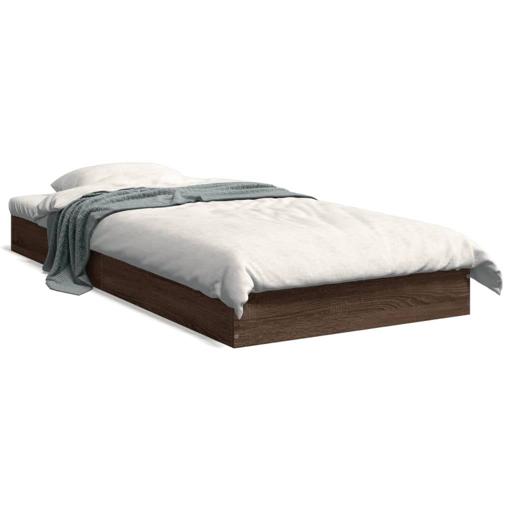 vidaXL Estrutura Cama sem Colchão Derivados Madeira Carvalho Castanho - 3220283358