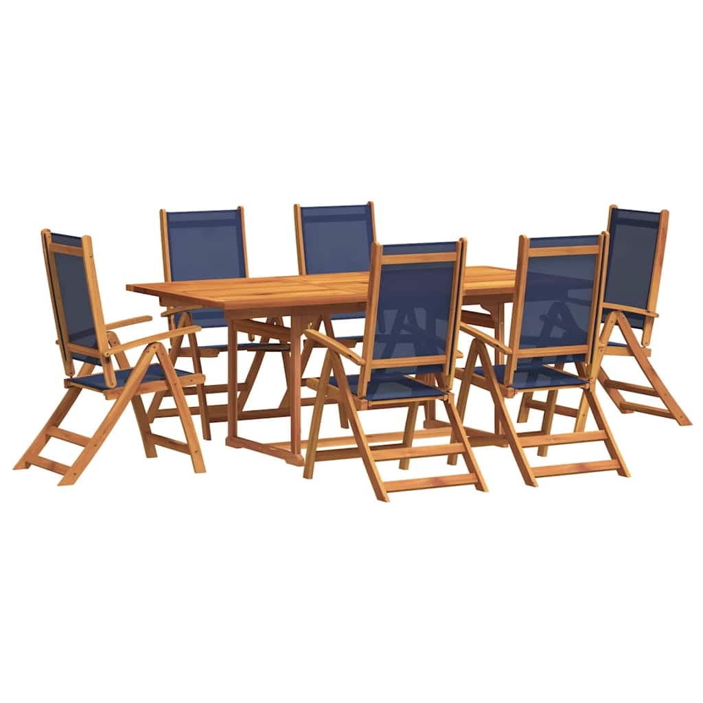 vidaXL 7 Peças Conjunto de Jantar para Jardim Acácia Maciça e Textilene - 1254640616