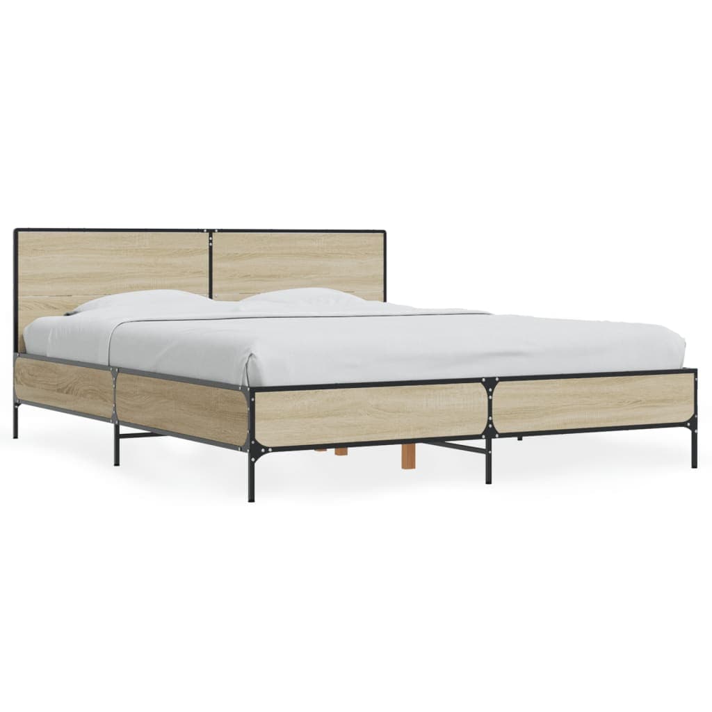 vidaXL Estrutura de Cama 160x200 cm Derivados Madeira/metal - 537195618