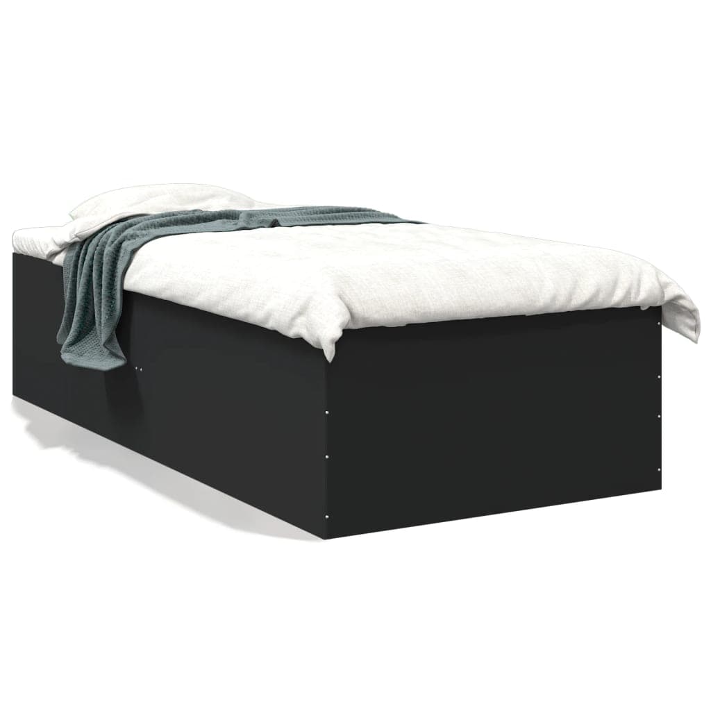 vidaXL Estrutura de Cama 100x200 cm Derivados de Madeira Preto - 631573310