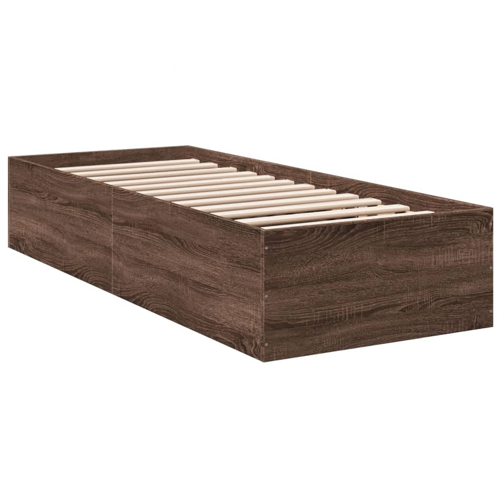 vidaXL Estrutura de cama 90x200 cm derivados madeira carvalho castanho