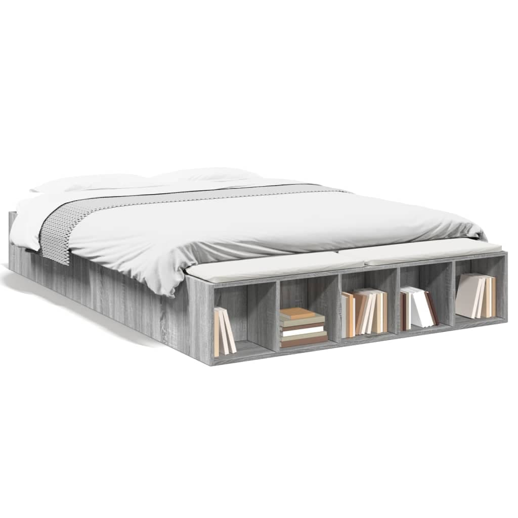vidaXL Estrutura de cama 140x200 cm derivados de madeira cinza sonoma
