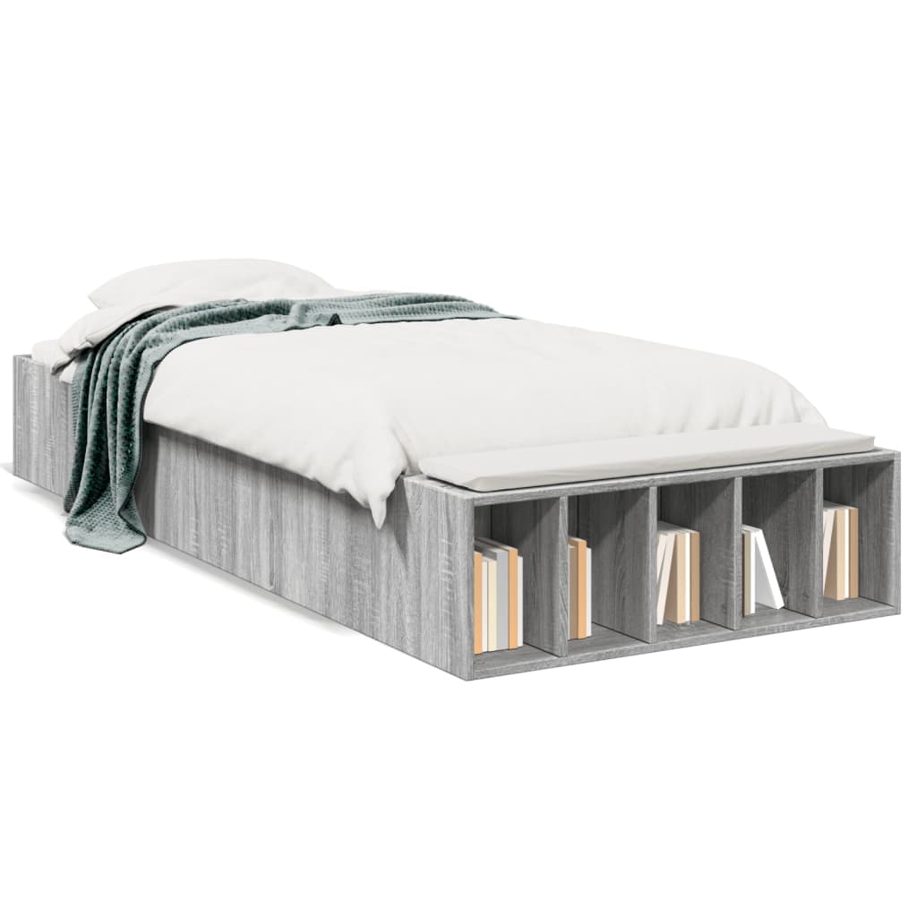vidaXL Estrutura cama 90x200 cm derivados de madeira cinzento sonoma