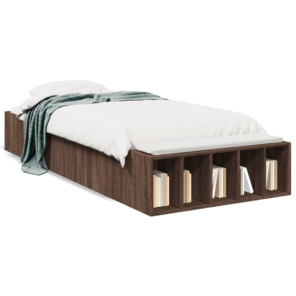 vidaXL Estrutura de Cama 90x200 cm Derivados Madeira Carvalho Castanho - 874837434