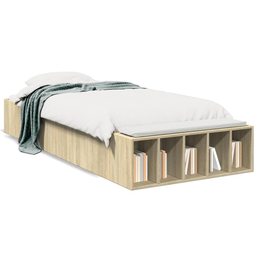 vidaXL Estrutura de cama 90x190cm derivados de madeira carvalho sonoma