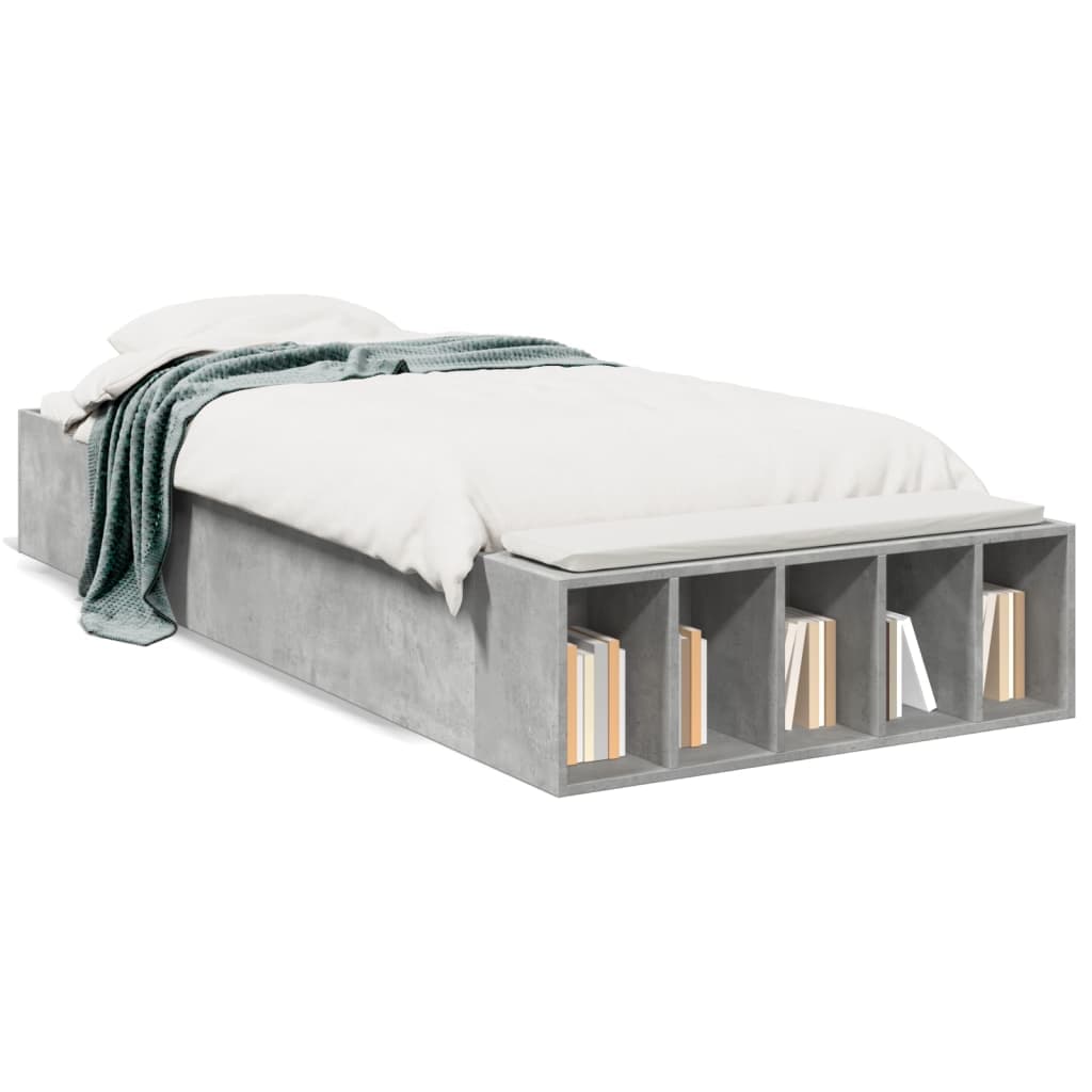 vidaXL Estrutura de Cama 90x190 cm Derivados de Madeira Cinza Cimento - 1033025937