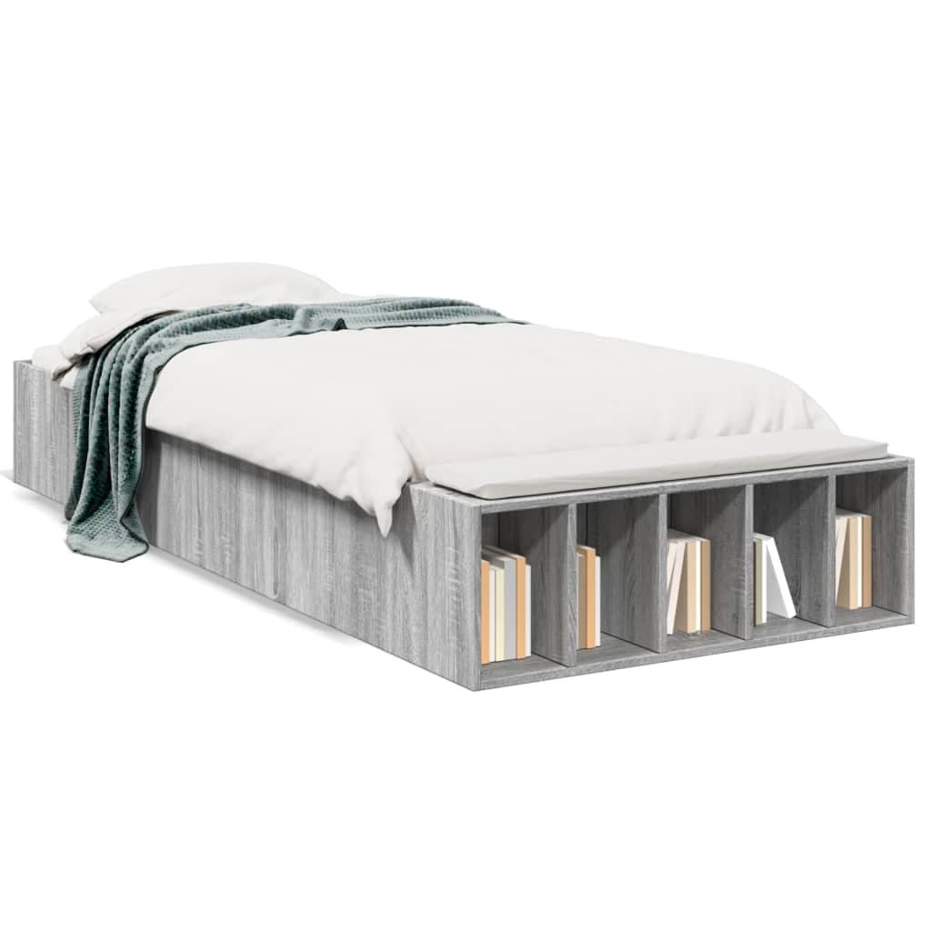 vidaXL Estrutura cama 75x190 cm derivados de madeira cinzento sonoma