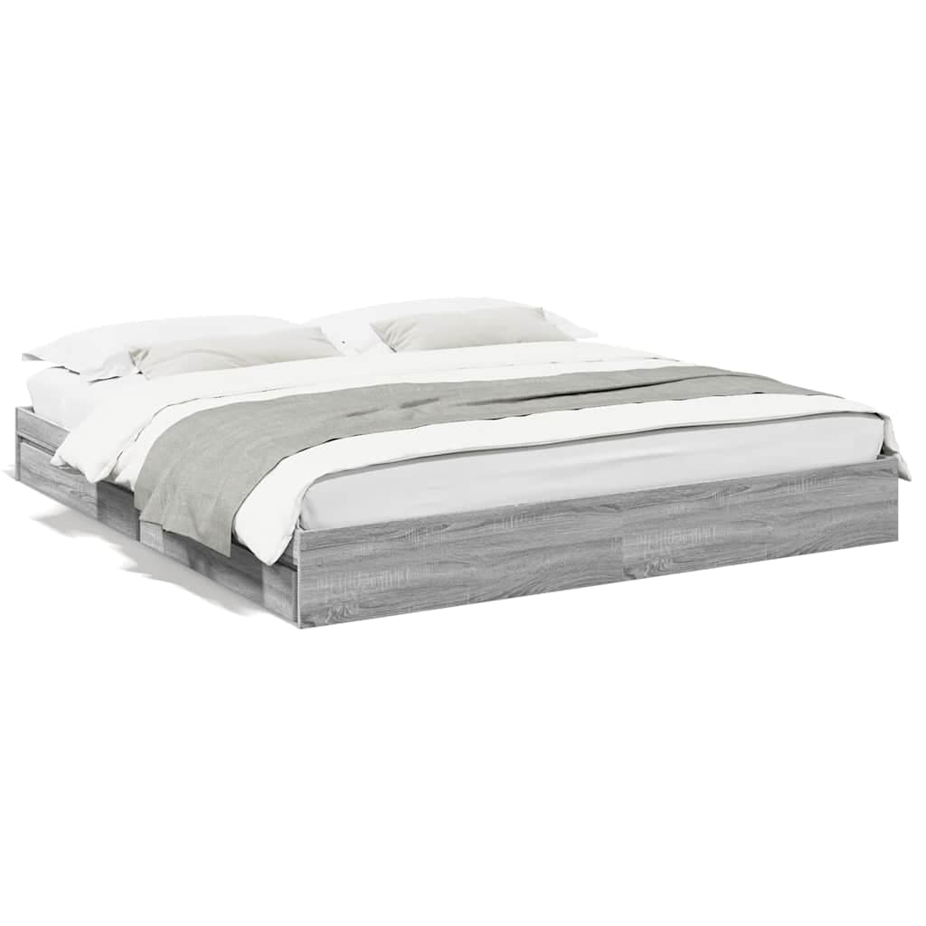 vidaXL Estrutura de cama c/ gavetas derivados madeira cinza sonoma