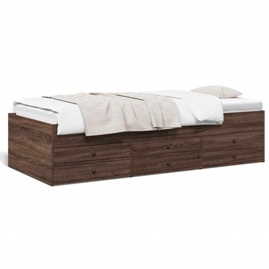 vidaXL Sofá-cama com gavetas sem colchão 90x200 cm carvalho castanho
