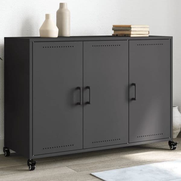 vidaXL Aparador 100,5x39x72 cm Aço Laminado a Frio Preto - 2903975297