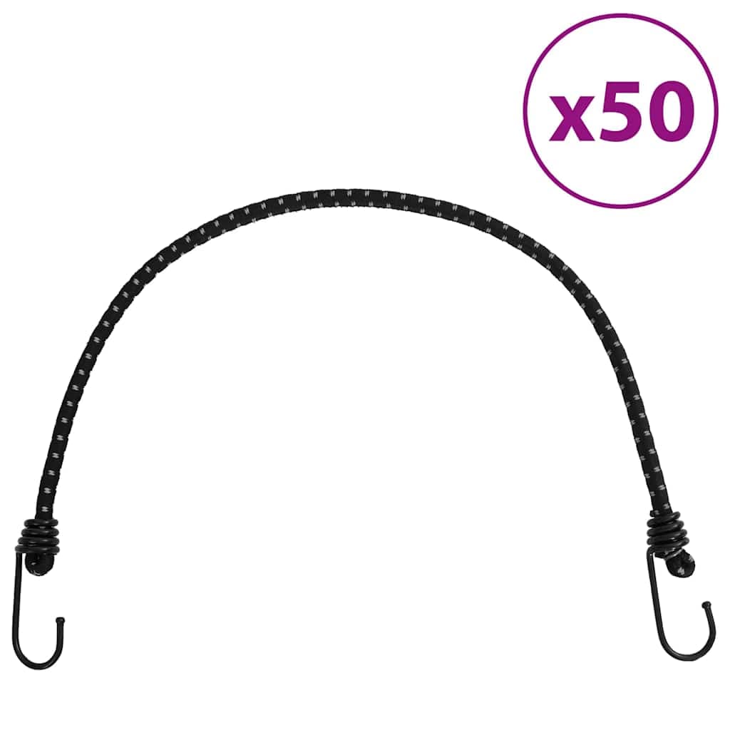 vidaXL Cordas elásticas c/ faixas refletoras e ganchos 50 pcs 59 cm