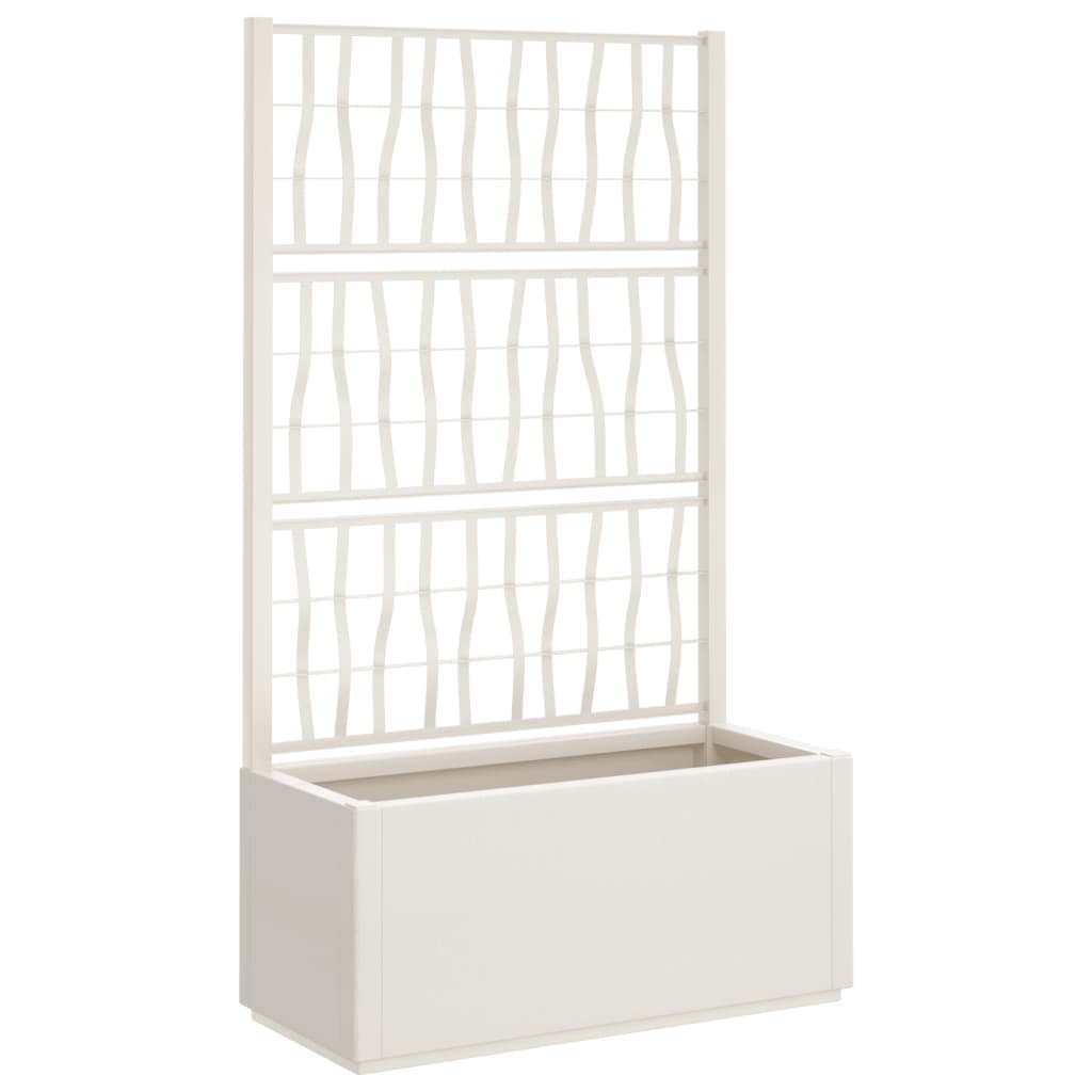 vidaXL Vaso/floreira de jardim c/ treliça 80x36x140 cm PP branco
