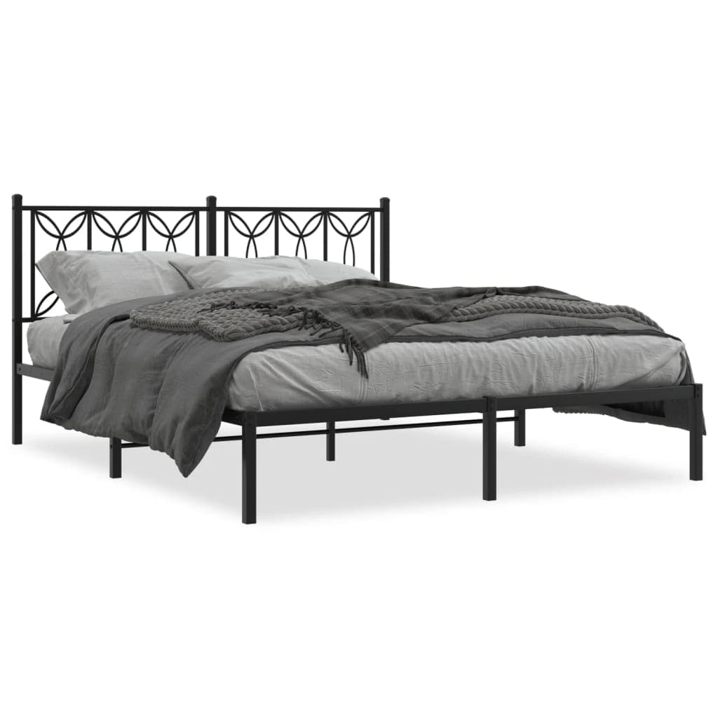 vidaXL Estrutura de cama em metal com cabeceira 150x200 cm preto