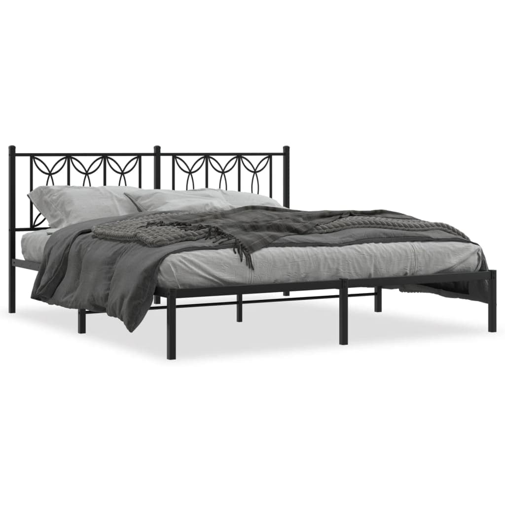 vidaXL Estrutura de cama em metal com cabeceira 180x200 cm preto