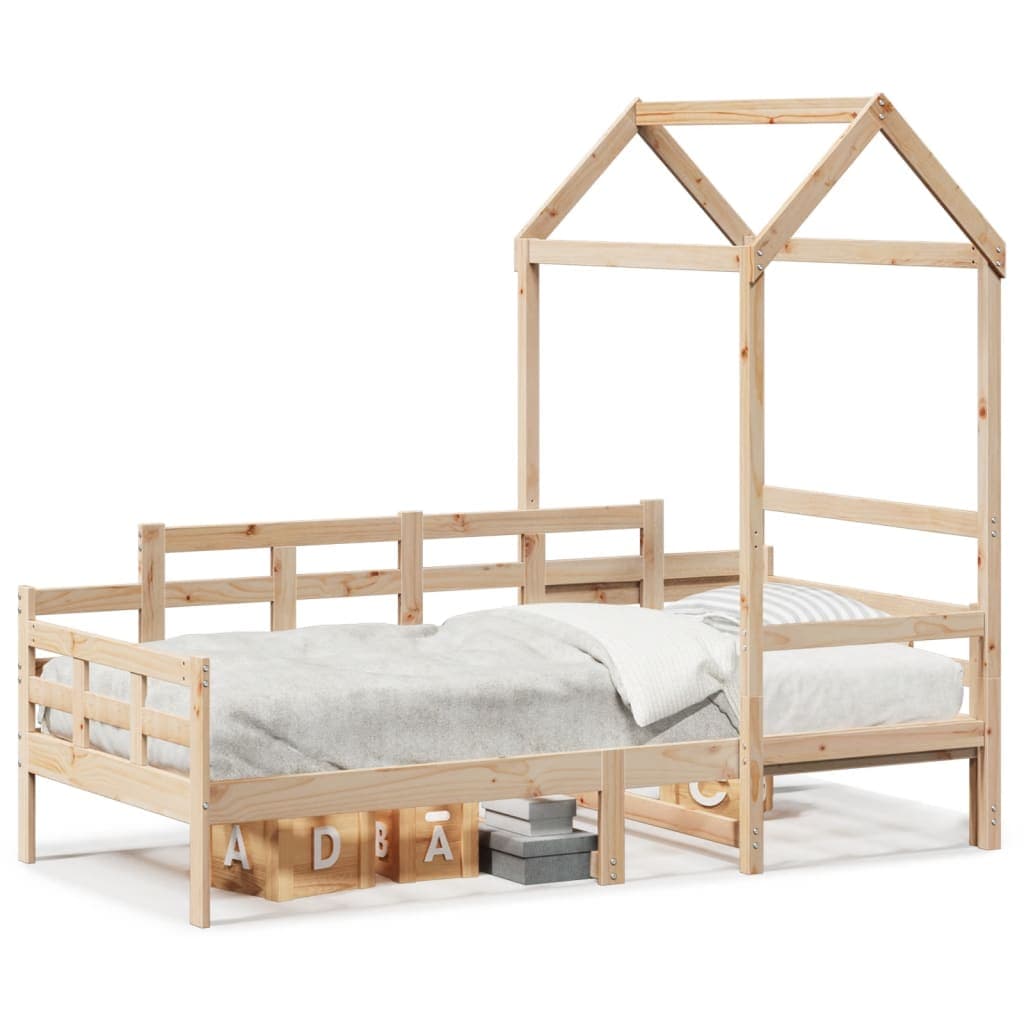 vidaXL Sofá-cama com Telhado 80x200 cm Madeira de Pinho Maciça - 1755212718