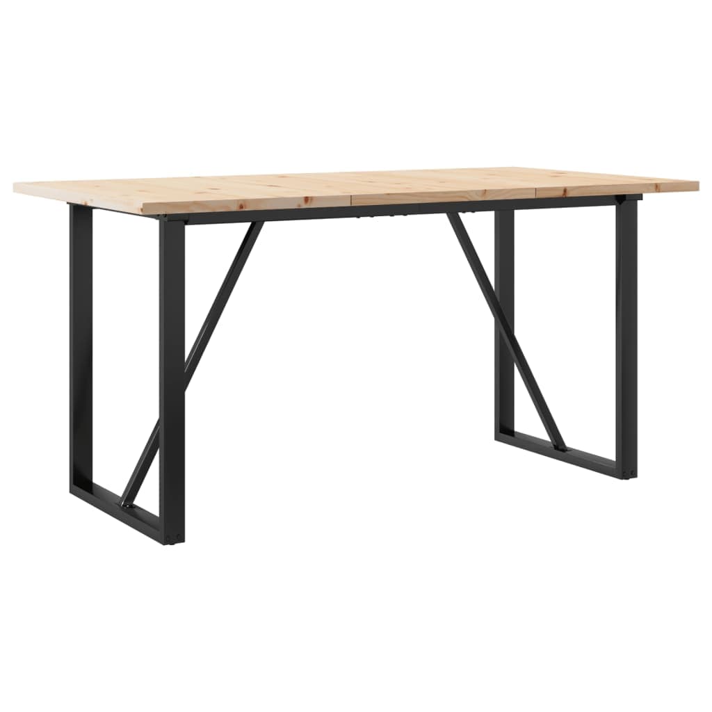 vidaXL Mesa de jantar estrutura em O 140x80x75,5cm pinho/aço
