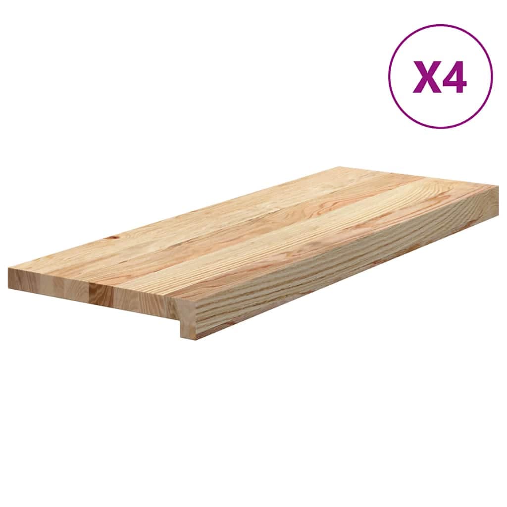 vidaXL Tapetes de escada 4 pcs 70x30x2 cm carvalho maciço não tratado