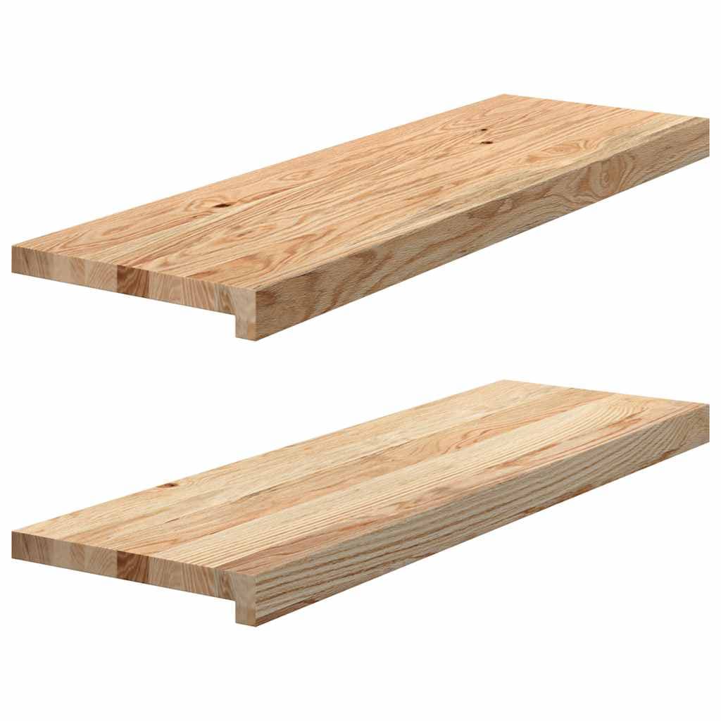 vidaXL Tapetes de escada 2 pcs 80x25x2 cm carvalho maciço não tratado