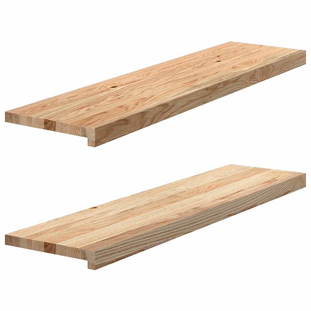 vidaXL Tapetes de escada 2 pcs 100x25x2cm carvalho maciço não tratado
