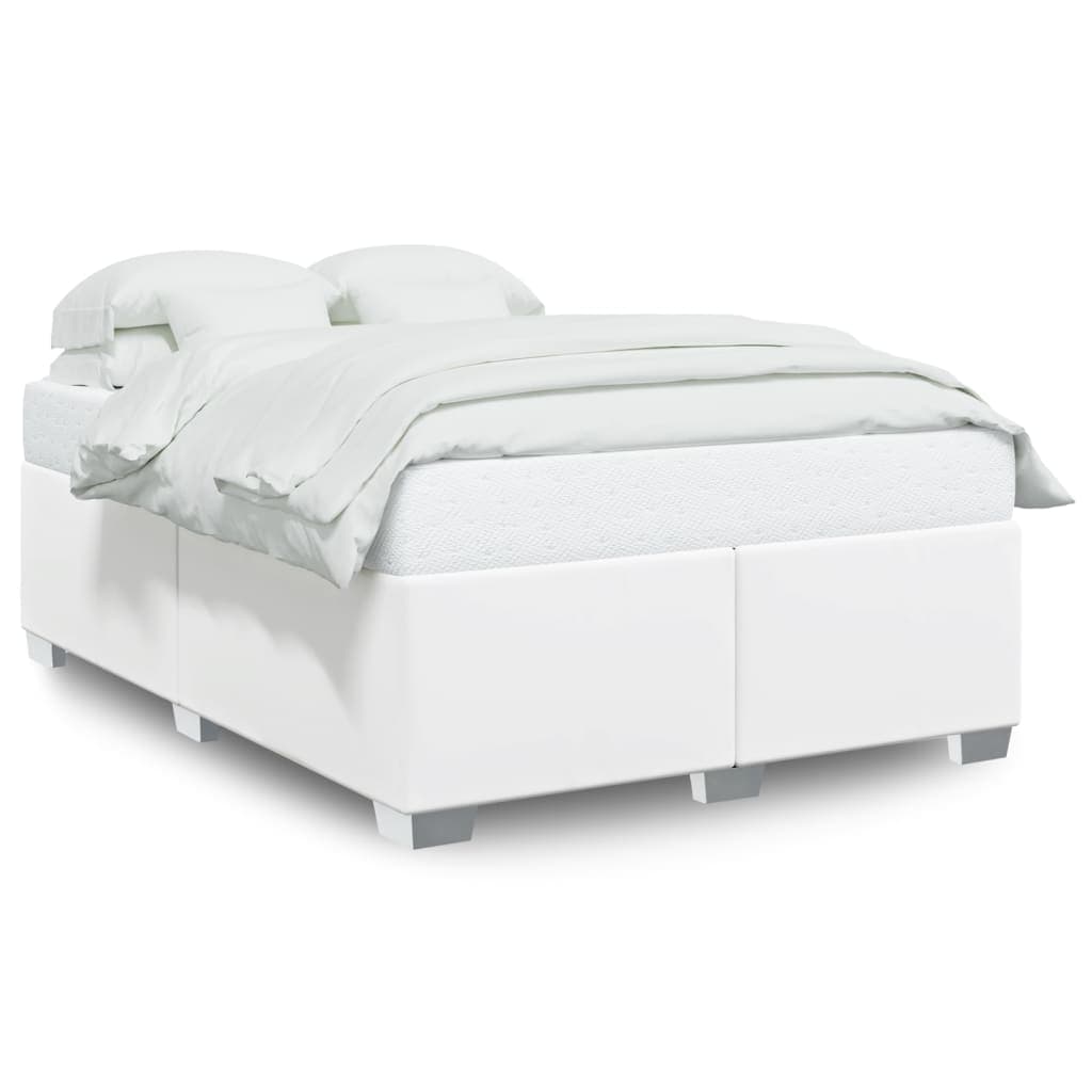 vidaXL Estrutura de Cama 140x190 cm Couro Artificial Branco - 1147488266