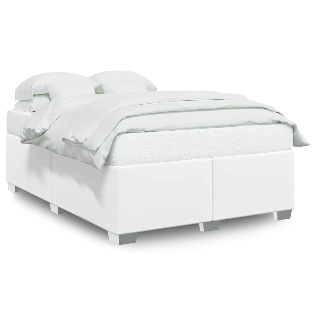vidaXL Estrutura de Cama 160x200 cm Couro Artificial Branco - 2168879845
