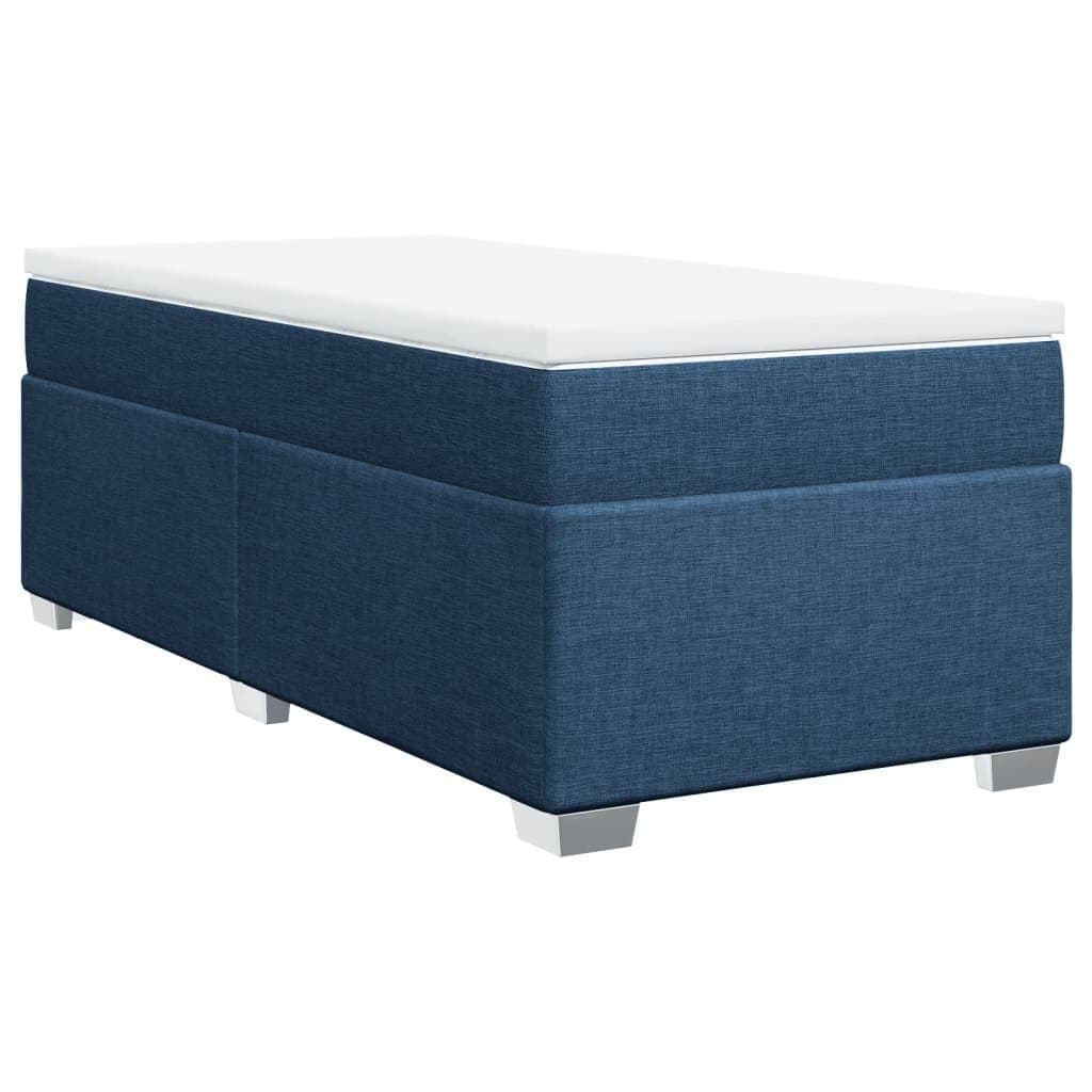 vidaXL Cama com molas/colchão 90x190 cm tecido azul